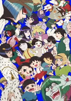 6+boys :d bishoujo_senshi_sailor_moon black_hair bleach blonde_hair blue_background bob_cut bruno_bucciarati character_name chibi_maruko-chan child closed_eyes closed_mouth commentary_request copyright_request crossover double_v dougi dragon_ball dragonball_z ena_(dream_bbq) ena_(series) ena_(species) frisk_(undertale) gen_2_pokemon green_hair grin hairstyle_connection haku_(sen_to_chihiro_no_kamikakushi) hanako-san_(hanako-san_ga_kita!!) happy highres hikaru_no_go hirako_shinji hosokawa_miki hotaru_no_haka hunter_x_hunter jigoku_sensei_nube jojo_no_kimyou_na_bouken kalluto_zoldyck kirby_(series) lilia_vanrouge looking_at_viewer magical_girl makoto-chan multiple_boys multiple_crossover multiple_girls naruto_(series) nintendo ohyou_wake open_mouth petelgeuse_romaneeconti pokemon pokemon_(creature) purple_hair rainbow_parakeet rainbow_parakeet_(character) rayman_limbs re:zero_kara_hajimeru_isekai_seikatsu rock_lee rook_hunt sailor_saturn sailor_senshi_uniform sakura_momo sawada_makoto sen_to_chihiro_no_kamikakushi setsuko_(hotaru_no_haka) shingeki_no_kyojin short_hair slayers smile smoochum son_gohan taranza teeth tomoe_hotaru touya_akira trait_connection twisted_wonderland undertale utdr_(toby_fox) v vento_aureo xelloss yelena_(shingeki_no_kyojin)
