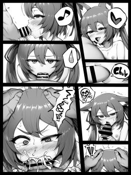 1girl absurdres anger_vein animal_ears bar_censor blue_eyes blush breasts brown_hair c-low caleen_keemosn censored commission constricted_pupils cum cum_in_mouth cum_in_nose cum_overflow drooling fellatio fox_ears fox_girl fox_tail hair_ribbon head_grab heart hetero highres irrumatio large_penis licking licking_penis loli long_hair mesugaki monochrome motion_lines multiple_boys multiple_tails multiple_views nipples nude oral penis pov pov_crotch pov_hands ribbon runes sequential small_breasts small_penis smile star_ocean star_ocean:_anamnesis surprised sweatdrop tail tears twintails uneven_eyes very_long_hair