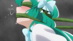 2girls animated anime_screenshot ass barefoot bdsm black_nails black_pants blindfold blue_dress blue_gloves blue_hair blue_ribbon blush bondage boots bouncing_breasts bound breast_lift breast_slap breasts clavage collarbone completely_nude corset covered_erect_nipples covering_another's_eyes dress elbow_gloves feet fingerless_gloves frilled_dress frills gagged gloves grabbing_another's_breast groin groping hair_ribbon highres hiiragi_utena horns huge_ass large_breasts magia_azure magia_baiser magical_girl mahou_shoujo_ni_akogarete minakami_sayo multiple_girls nail_polish navel nipples no_pussy nude open_mouth panties pants partially_visible_vulva pasties plant purple_hair red_eyes restrained ribbon saliva smile soles sound star-shaped_pupils star_(symbol) star_pasties stomach subtitled symbol-shaped_pupils tearing_up tentacles thigh_boots thighhighs thighs toes underwear video white_panties wings yellow_eyes yuri