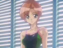 1990s_(style) 6+girls animated anime_screenshot asphyxiation ass barefoot breasts cleavage competition_school_swimsuit competition_swimsuit large_breasts multiple_girls one-piece_swimsuit partially_submerged pool retro_artstyle school_swimsuit sound suzuhara_natsumi swimming swimsuit tagme tenshi_ni_narumon video water