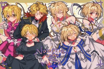 Rule 34 | 2girls, :d, ahoge, aiguillette, archetype earth, arcueid brunestud, arcueid brunestud (mooncancer), bare shoulders, black coat, black dress, black gloves, blonde hair, blue ribbon, blush, boots, bow, bowtie, breasts, brooch, butler bowing, choker, cleavage, closed eyes, coat, commentary, crossover, detached sleeves, don quixote (project moon), dress, e.g.o (project moon), fate/grand order, fate (series), feather boa, flower, frilled skirt, frilled sleeves, frilled vest, frills, gloves, gold trim, hair flower, hair intakes, hair ornament, huge breasts, in the name of love and hate (e.g.o), jacket, jewelry, limbus company, long hair, magical girl, military uniform, multiple girls, open mouth, phantas-moon, pink bow, pink skirt, pink vest, pointing, project moon, qiluge, ribbon, sancho (project moon), short hair, sidelocks, skirt, skirt hold, smile, symbol-only commentary, thigh boots, trait connection, tsukihime, tsukihime (remake), two side up, vest, wavy hair, white gloves, white jacket, yellow eyes