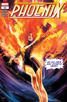 Rule 34 | 1girl, absurdres, black bodysuit, bodysuit, boots, character logo, character name, comic cover, company name, copyright logo, copyright name, cover, cover page, english text, fire, floating hair, forehead protector, gloves, gold boots, gold gloves, highres, jean grey, logo, long hair, looking at viewer, lukas werneck, marvel, no pupils, official art, orange hair, parted lips, phoenix (x-men), pyrokinesis, solo, thigh boots, western comics (style), x-men