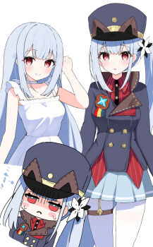 1girl collared_shirt freesia_(stella_sora) highres multiple_views pantyhose sateto_(user_knrf2332) shirt side_ponytail stella_sora white_pantyhose