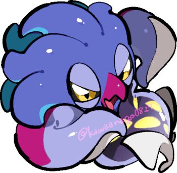 beak black_sclera chibi chibi_only colored_sclera commentary_request full_body gen_6_pokemon kawaanago lowres malamar nintendo no_humans open_mouth pokemon pokemon_(creature) pokemon_focus solo tentacles transparent_background twitter_username yellow_eyes