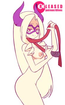 10:16 1girl animated animated_gif ass blonde_hair boku_no_hero_academia breasts diives fake_horns female_focus horns long_hair mask mount_lady nipples nude patreon shounen_jump video watermark white_background yuu_takeyama