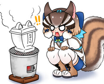 Rule 34 | 1girl, chipmunk costume, chipmunk ears, chipmunk girl, edamamezooooo, kemono friends, kemono friends v project, looking at viewer, siberian chipmunk (kemono friends), simple background, solo, virtual youtuber