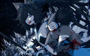absurdres blue_eyes cat_girl dark_kasli_(nyanko_daisensou) hair_over_one_eye highres kasli_(nyanko_daisensou) markings nyanko_daisensou timewatch