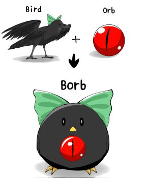 Rule 34 | animal focus, bird, bird + orb = borb, bow, english text, green bow, hashtag-only commentary, head bow, highres, looking at viewer, no humans, orb, reiuji utsuho, reiuji utsuho (bird), shirakojira, simple background, third eye, touhou, white background