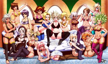 .hack// .hack//sign 6+girls android_18 arm_behind_head artist_logo artoria_pendragon_(fate) ass barefoot bed black_bra black_headband black_legwear black_panties black_rose_(.hack//) blazblue blonde_hair bloodborne blue_bra blue_legwear blue_panties bonnet bra braid breasts brown_hair brown_legwear bullet_(blazblue) choker cleavage crossover crown dark-skinned_female dark_skin deviantart_username digimon digimon_adventure_02 dragon_ball earrings facebook_username facial_mark fate_(series) feet female_focus final_fantasy final_fantasy_xiii g_gundam ghost_in_the_shell grin gundam hair_over_one_eye hairband harem headband hellsing huge_breasts igawa_sakura jadenkaiba jewelry kefla_(dragon_ball) kneeling kusanagi_motoko large_breasts lightning_farron lingerie logo long_hair looking_at_viewer lying mario_(series) mazaki_anzu medium_breasts multiple_girls naruto_(classic) naruto_(series) navel nintendo one_eye_closed panties pink_hair pink_legwear pink_panties pixiv_username purple_hair rain_mikamura red_eyes red_legwear rosalina scar seras_victoria sitting smile standing taimanin_(series) taimanin_asagi temari_(naruto) thighhighs thong toes underwear underwear_only watermark web_address white_hair wink yagami_hikari yellow_bra yellow_panties yu-gi-oh!