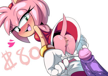 amy_rose anus ass big_the_cat blush breasts dress furry gloves highres legs loli my_rose panties panty_pull penis perineum purple_penis pussy sega small_breasts somedivs sonic_(series) tail underwear