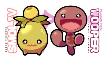 :d artsy-rc highres looking_at_viewer nintendo no_humans open_mouth paldean_wooper pokemon pokemon_(creature) signature simple_background smile smoliv sweatdrop wavy_mouth white_background