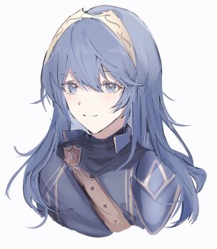 Rule 34 | 1girl, blue eyes, blue hair, closed mouth, cropped torso, eyelashes, fire emblem, fire emblem awakening, hair between eyes, long hair, lucina (fire emblem), nintendo, sketch, smile, solo, tiara, upper body, white background, yoka (103xp)