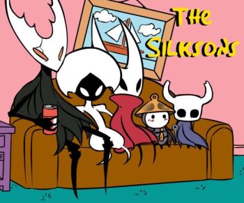 alcohol arthropod_girl beer bug cape coach hollow_knight hollow_knight:_silksong hornet_(hollow_knight) horns knight_(hollow_knight) parody red_cape the_simpsons