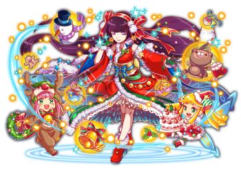 3girls alternate_hair_ornament animal_costume anime_coloring ankle_boots antlers aqua_outline aqua_ribbon aqua_wings artist_request bare_arms bare_legs bare_shoulders beads bell blue_bow blunt_bangs blunt_sidelocks blush boots bow bowtie brown_sleeves buttons cake carrot character_request christmas christmas_ornaments christmas_stocking christmas_wreath closed_mouth collar colored_shoe_soles crash_fever crossed_legs detached_collar detached_sleeves diagonal-striped_clothes diagonal-striped_headwear dot_nose double_horizontal_stripe double_vertical_stripe dress earrings eyelashes eyes_over_blush facial_mark fairy fairy_wings floating floating_hair floating_object food fruit full_body furisode_sleeves game_cg gingerbread_man gloves gradient_hair green_bow green_eyes green_gloves green_pants green_sash hair_ornament hairband happy hat hat_ornament hexagram high_heel_boots high_heels himiko_(crash_fever) holding holding_plate holding_wreath horns japanese_clothes jewelry kimono lace lace-trimmed_kimono lace_trim layered_clothes leaf leaf_on_head long_hair long_sleeves looking_at_food looking_at_object looking_at_viewer mark_under_eye mistletoe multicolored_hair multiple_girls neck_bell number_print numbered obi obiage obijime official_alternate_hair_ornament official_art open_hand open_mouth orange_outline ornate_clothes outline outstretched_arm outstretched_hand pants party_hat pink_hair pink_lips pink_ribbon pinstripe_bow pinstripe_pattern plate pom_pom_(clothes) pom_pom_hair_ornament print_kimono print_sleeves puffy-trimmed_dress puffy-trimmed_footwear puffy-trimmed_gloves puffy-trimmed_hat puffy-trimmed_kimono puffy-trimmed_sleeves puffy_collar purple_eyes purple_hair red_bow red_bowtie red_dress red_footwear red_gloves red_hairband red_kimono red_nose red_outline red_ribbon red_sleeves reindeer_antlers reindeer_costume ribbon ribbon-trimmed_sleeves ribbon_trim santa_boots santa_costume santa_dress sash scarf sidelocks sleeve_cuffs sleeveless sleeveless_kimono smile snowman sparkle square square_print standing star_(symbol) star_earrings star_hat_ornament star_ornament strapless strapless_dress strawberry striped_clothes striped_pants striped_sash striped_scarf stuffed_animal stuffed_toy tachi-e teddy_bear teeth third-party_source three-quarter_sleeves tink_(crash_fever) tongue transparent_background transparent_wings twintails two-sided_sleeves upper_teeth_only vertical-striped_clothes vertical-striped_pants vertical-striped_scarf very_long_hair walking white_collar wide_sleeves wings wreath yellow_sash yellow_trim