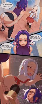 1futa 1girl age_difference ahegao ass boku_no_hero_academia breasts closed_eyes clothed_sex crying crying_with_eyes_open english_text eri_(boku_no_hero_academia) futa_with_female futanari grey_hair horns huge_penis kevabwtf lady_nagant loli long_hair medium_breasts medium_hair multicolored_hair panties penis purple_eyes red_eyes rolling_eyes sex sex_from_behind size_difference speech_bubble sweat tears testicles tongue tongue_out underwear white_panties