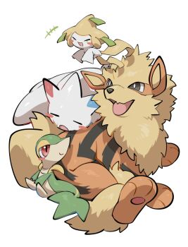 Rule 34 | arcanine, black eyes, blush, blush stickers, bright pupils, closed mouth, fang, full body, gen 1 pokemon, gen 3 pokemon, gen 4 pokemon, gen 5 pokemon, happy, jirachi, legendary pokemon, mythical pokemon, nintendo, nullma, open mouth, pokemon, pokemon (creature), sitting, smile, snivy, togekiss, white pupils, wings