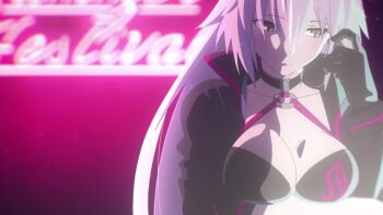 Rule 34 | 1girl, absurdres, animated, anime screenshot, arm under breasts, audible speech, bikini, black bikini, black choker, black gloves, black jacket, blush, breasts, choker, cleavage, collarbone, fate/grand order, fate (series), female focus, gloves, highres, jacket, japanese audio, jeanne d'arc (fate), jeanne d'arc alter (fate), jeanne d'arc alter (swimsuit berserker) (fate), large breasts, long hair, long sleeves, looking at viewer, open mouth, sexually suggestive, solo, solo focus, sound, swimsuit, tagme, video, white hair, yellow eyes