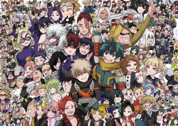 6+boys 6+girls _itsuka absurdres animal_ears aoyama_yuuga asui_beru asui_ganma asui_samidare asui_satsuki asui_tsuyu bakugou_katsuki bakugou_masaru bakugou_mitsuki beard black_eyes black_hair black_necktie black_sclera blonde_hair blue_eyes blue_hair boku_no_hero_academia breasts brown_eyes brown_hair bubaigawara_jin bubble_girl_(boku_no_hero_academia) burnin_(boku_no_hero_academia) cellphone character_request cigarette cleavage closed_eyes colored_sclera dabi_(boku_no_hero_academia) double_v endeavor_(boku_no_hero_academia) envelope eri_(boku_no_hero_academia) everyone eye_mask facial_hair fingerless_gloves frown glasses gloves green_eyes green_hair grey_hair hado_nejire hagakure_toru hair_bun hair_over_eyes hair_over_one_eye hat hatsume_mei hawks_(boku_no_hero_academia) highres holding holding_envelope holding_phone horns iida_tenya ippan_josei izumi_kota jiro_kyoka kendou_itsuka kirishima_eijirou kodai_yui komori_kinoko lady_nagant mandalay_(boku_no_hero_academia) mask midoriya_inko midoriya_izuku mineta_minoru mirko mole mole_under_mouth mount_lady multiple_boys multiple_girls mustache necktie open_mouth phone pink_hair pixie-bob_(boku_no_hero_academia) purple_eyes purple_hair rabbit_ears ragdoll_(boku_no_hero_academia) red_eyes red_hair ryuukyuu sailor_collar saliva scar scar_on_face sero_hanta sharp_teeth shigaraki_tomura shimura_nana shoji_mezo spinner_(boku_no_hero_academia) sunglasses tamatamagon1030 teeth tiger_(boku_no_hero_academia) todoroki_shoto toga_himiko tokoyami_fumikage tongue tongue_out twintails uraraka_ochako v white_hair yagi_toshinori yaoyorozu_momo yellow_eyes