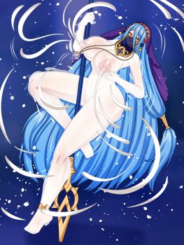 1girl azura_(fire_emblem) azura_(lady_of_ballads)_(fire_emblem) barefoot blue_hair breasts clitoris commission covered_in_milk dancer dancer_outfit dancing female_focus fire_emblem fire_emblem_fates fire_emblem_heroes highres huge_breasts jewelry lactation large_areolae long_hair long_nipples looking_at_viewer loutani magic milk milk_stream milkbending mouth_veil nintendo nipples nude pendant perky_breasts pole pole_dancer pole_dancing princess puffy_nipples pussy pussy_juice snowflakes solo story_at_source stripper_pole tagme thick_thighs thighs veil very_long_hair wide_hips yellow_eyes