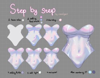 artist_name clothes_focus commentary english_commentary english_text grey_background guide highres how_to leotard mae_algae no_humans original