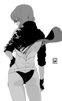 1girl artist_request ass expressionless ghost_in_the_shell highres kusanagi_motoko leotard looking_at_viewer looking_back strapless strapless_leotard tagme wide_hips