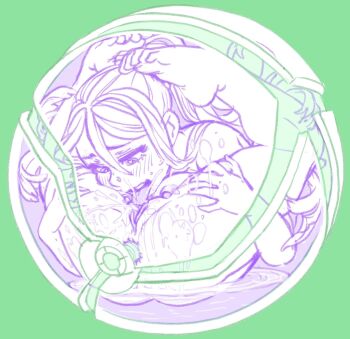 1girl anal anal_object_insertion autocunnilingus blush cunnilingus feet female_masturbation flexible folded furujuru green_background heart heart-shaped_pupils highres licking_self limited_palette masturbation morph_ball nintendo object_insertion oral orgasm pussy pussy_juice pussy_juice_drip pussy_juice_puddle samus_aran simple_background solo symbol-shaped_pupils uncensored