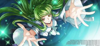 1girl breasts c.c. cleavage code_geass code_geass:_lost_stories green_hair highres long_hair medium_breasts solo tagme yellow_eyes