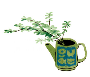 animal_print artist_name branch coffee_pot fish_print floral_print hirasawa_minami lowres no_humans no_lineart original plant plant_focus potted_plant simple_background still_life white_background