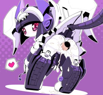1girl ass censored commentary_request cum disembodied_penis gothic_mates heart looking_back medarot mosaic_censoring nollety penis purple_background pussy robot robot_girl sex spoken_heart vaginal variant_set
