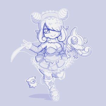 appmon chameleon dclaret digimon digimon_universe:_appli_monsters dress kuramon long_hair mienumon one_eye_covered puppet tiara