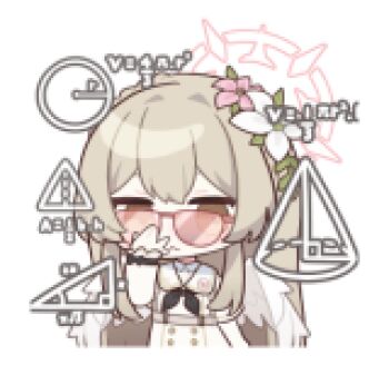 1girl animated animated_png bespectacled blue_archive brown_eyes brown_hair chibi chibi_only feathered_wings glasses halo line_sticker_available long_hair looking_at_viewer lowres math nagisa_(blue_archive) non-repeating_animation non-web_source official_art simple_background solo transparent_background white_wings wings
