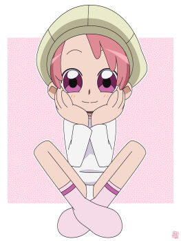 1girl absurdres fami hatomugisan highres loli ojamajo_doremi panties pink_eyes pink_hair underwear