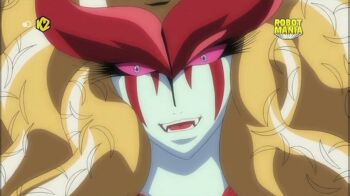 1girl 2000s_(style) anime_screenshot fangs highres koutetsu_jeeg koutetsushin_jeeg mature_female monster_girl official_art portrait queen_himika_(koutetsu_jeeg) tentacle_hair