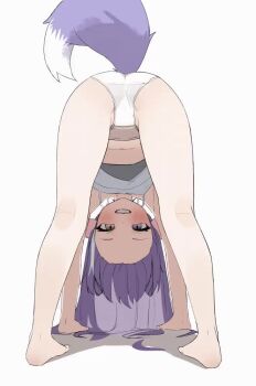 1girl all_fours animated ass bear_position camisole fox_girl fox_tail full_body grin heterochromia just_0012 legs loli long_hair looking_at_viewer multicolored_hair navel panties purple_eyes purple_hair simple_background smile solo stellive streaked_hair tagme tail tenko_shibuki underwear video white_background white_camisole white_hair white_panties