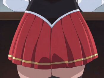 00s 1girl 2002 animated animated_gif aroused bible_black bible_black_gaiden black_thighhighs female_focus mochida_junko podium red_skirt school school_assembly school_hall school_uniform skirt tagme thighhighs