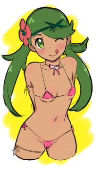 1girl bikini highres mallow_(pokemon) nintendo pokemon pokemon_sm someoka_yusura string_bikini swimsuit tagme tongue tongue_out