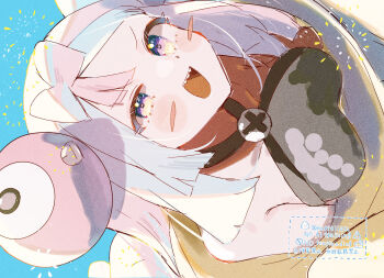 1girl absurdres character_hair_ornament hair_ornament highres iono_(pokemon) jacket kuritiizu multicolored_hair pink_hair pokemon pokemon_sv sharp_teeth teeth two-tone_hair yellow_jacket