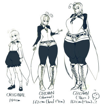 Rule 34 | 3girls, ?, age comparison, aged up, antennae, boots, breasts, commentary, curvy, emoji, flat chest, greyscale, height difference, highres, juliet sleeves, knee boots, large breasts, long sleeves, monochrome, multiple girls, multiple persona, pantyhose, pantyhose under shorts, puffy sleeves, short hair, short shorts, shorts, size difference, small breasts, spacezin, sweatdrop, symbol-only commentary, tall female, thick thighs, thighs, thinking emoji, touhou, wide hips, wriggle nightbug