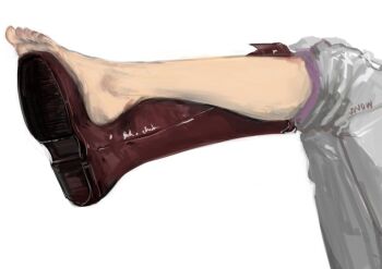 Rule 34 | 1boy, barefoot, boots, bungou stray dogs, commentary, english commentary, feet, feet up, foot focus, fyodor dostoyevsky (bungou stray dogs), knees up, male focus, out of frame, painterly, shoes, single shoe, sno wwoo, solo