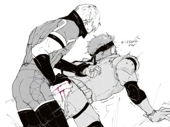 2boys abuse anal artist_request blood clothed_sex clothes doggystyle frank_jaeger gloves grey_fox greyscale headband male_focus male_penetrated mask metal_gear_(series) metal_gear_solid:_portable_ops monochrome mouth_mask multiple_boys null_(metal_gear) pain pants sex sex_from_behind simple_background solid_snake spot_color tagme text_focus torn_clothes white_background yaoi