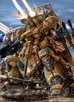 blue_sky bullet_hole caterpillar_tracks cloud commentary_request corrupted_twitter_file day desert firing full_body green_eyes gun gundam gundam_0083 gundam_gp-02_physalis highres holding holding_gun holding_weapon machine_gun magella_attack mecha mecha_focus military_vehicle missile missile_pod mobile_suit motor_vehicle no_humans open_hand outdoors robot science_fiction shoulder_spikes sky spikes standing sturm_faust tank v-fin weapon xamel zandan_zero_to_na!? zeon