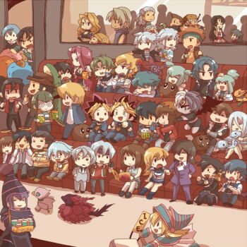 6+boys 6+girls annotated annotation_request atem bakura_ryou black_hair black_rose_dragon blonde_hair blue-eyes_white_dragon blue_eyes blue_eyes_white_dragon boots brown_hair bruno bruno_(yu-gi-oh!) card carly_nagisa chibi crow_hogan crystal_beast_ruby_carbuncle dark_magician dark_magician_girl doctor_fudo dragon dress duel_monster colored_bangs edo_phoenix elbow_gloves english_text everyone fingerless_gloves food fudo_yusei fujiwara_yuusuke glasses gloves green_hair hat holding holding_card honda_hiroto izayoi_aki jack_atlas jacket jaeger_(yuu-gi-ou_5d&#039;s) jewelry jim_crocodile_cook johan_andersen jonouchi_katsuya kaiba_mokuba kaiba_seto kiryu_kyosuke kisara_(yu-gi-oh!) kujaku_mai kuriboh kuribon long_hair luca_(yu-gi-oh!) manjoume_jun marik_ishtar marufuji_ryo marufuji_sho mazaki_anzu millennium_puzzle misawa_daichi misty_lola misty_tredwell monster multicolored_hair multiple_boys multiple_girls muto_yugi necklace obelisk_blue_uniform oguma_(pixiv) oguma_(rapture) ojama_yellow open_mouth osiris_red_uniform otogi_ryuuji popcorn power_tool_dragon purple_hair ra_yellow_uniform rally_(yuu-gi-ou) red_dragon_archfiend red_hair rex_goodwin ruby_carbuncle sagiri_mikage saotome_rei scapegoat school_uniform shirt short_hair smile sonic_chick striped_clothes striped_shirt tan tenjouin_asuka tenjouin_fubuki twintails tyranno_kenzan ushio_tetsu white_hair winged_kuriboh yami_bakura yami_yugi yeager_(yu-gi-oh!) yoru_(77957792) yu-gi-oh! yu-gi-oh!_5d&#039;s yu-gi-oh!_duel_monsters yu-gi-oh!_gx yubel yuki_judai