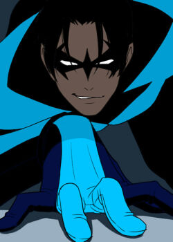 1boy batman_(series) black_hair dc_comics dick_grayson domino_mask eye_mask gloves male_focus mask nightwing solo