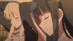 4girls animated anime_screenshot bag boots breasts coat eyepatch female_pervert fur_collar grabbing_another's_breast grabbing_from_behind groping groping_breast hibari_(senran_kagura) highres ikaruga_(senran_kagura) katsuragi_(senran_kagura) long_hair multiple_girls outdoors pervert senran_kagura skirt sound subtitled tagme tree twintails video yagyu_(senran_kagura) yuri