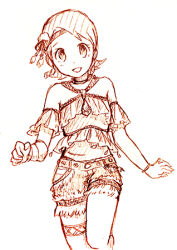 Rule 34 | 1girl, digimon, female focus, looking at viewer, open mouth, short shorts, shorts, smile, solo, takenouchi sora