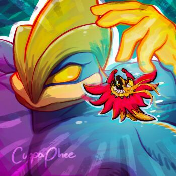 2others closed_mouth cuppaphee dynamax furry gen_1_pokemon gen_6_pokemon gigantamax gigantamax_machamp hawlucha highres luchador luchador_mask machamp mask mega_hawlucha mega_pokemon multiple_others nintendo pokemon pokemon_(creature) pokemon_focus wings wrestling yellow_eyes
