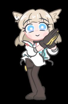 1girl animated animated_gif arknights arknights:_endfield blonde_hair blue_eyes cho_theg jacket looking_at_viewer looping_animation off_shoulder own_hands_together perlica_(arknights) smile solo transparent_background