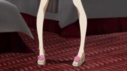 2girls animated anime_screenshot anus areola_slip bikini bikini_skirt black_bikini black_hair bottomless breasts brown_eyes cleavage embarrassed flower flower_on_head flower_wreath frilled_bikini frills highres hotel_room kawakami_sadayo lying mature_female micro_bikini midriff multiple_girls nipples nude_filter okumura_haru on_bed peppymcfalco_(editor) persona persona_5 persona_5_the_animation poses pussy sandals see-through_bikini see-through_clothes shirt short_hair sound swimsuit t-shirt tagme third-party_edit trying_on_clothes video white_shirt