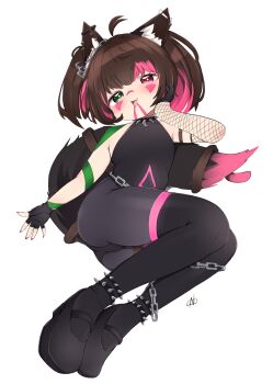 absurdres animal_ears ass breasts cat_tail heterochromia highres indie_virtual_youtuber kenken_(keuken) loli lying navel nyudachi nyudachi_(artist) on_ground panties panty_pull small_breasts tail teasing underwear virtual_youtuber wolf_ears wolf_tail