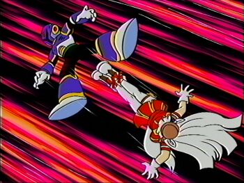 Rule 34 | 1990s (style), 1boy, 1girl, android, animal ears, armband, armor, bow, breasts, brown hat, covered face, dress, ear bow, ear covers, faux retro artstyle, flying, flying kick, full body, gloves, gold ship (red strife) (umamusume), gold ship (umamusume), grey hair, hat, helmet, highres, horse ears, horse girl, horse tail, horseshoe ornament, kicking, large breasts, legs together, long hair, lueduar, mega man (series), mega man x (series), pantyhose, pillbox hat, purple armor, purple helmet, red dress, retro artstyle, robot, robot ears, sleeveless, sleeveless dress, striped armband, striped clothes, tail, umamusume, vhs artifacts, vile (mega man), white gloves, white pantyhose